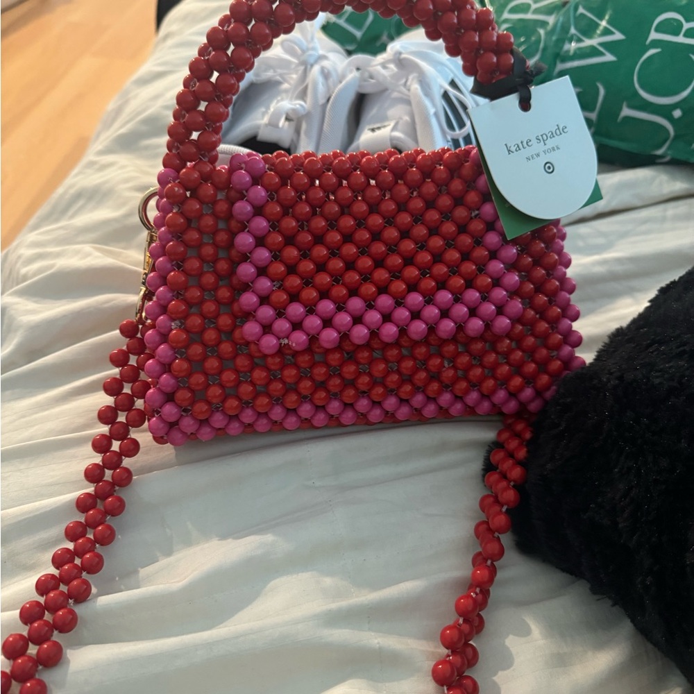 Kate Spade Mini Red and Pink Beaded Bag